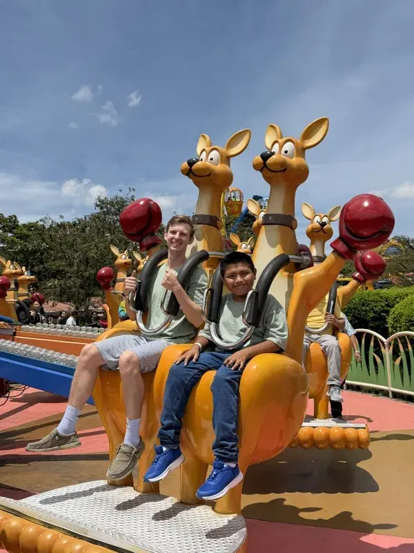 Riding the kangaroos at the annual park day